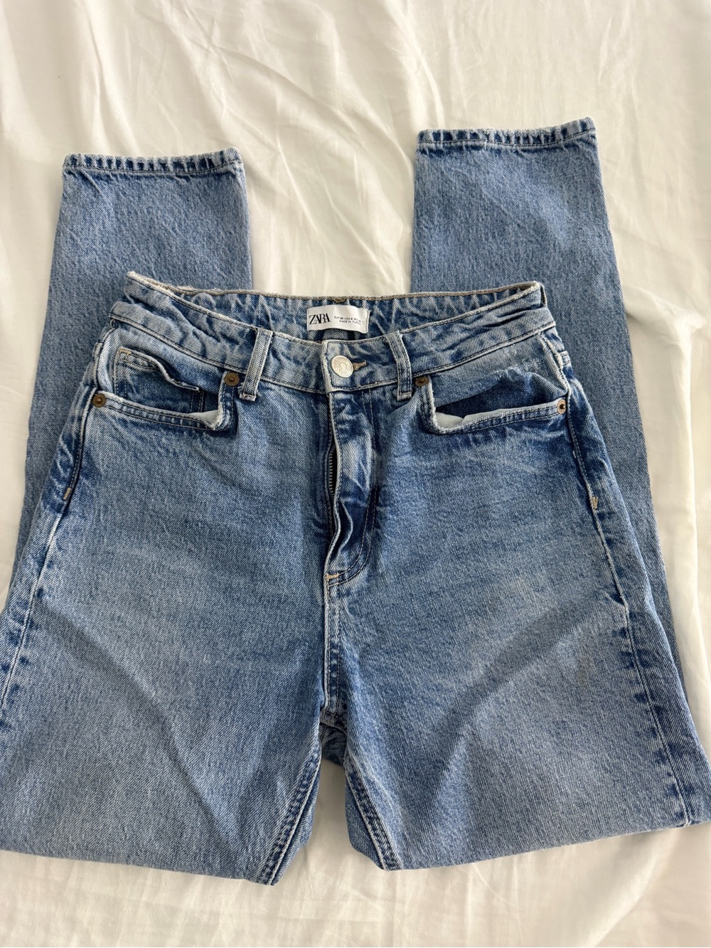 ZARA Straight Leg Light Blue Denim Jeans